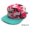 JOY RICH CAMO NYC STRAP BACK CAP PINK CAMOxTURQUOISE画像