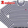 PLAY COMME des GARCONS ミニハートワッペンボーダー長袖Tシャツ NAVY画像