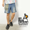 go slow caravan KNIT DENIM EASY BAKER SHORTS -BORDER- 380284IB画像