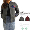 AVIREX LADIES LEATHER COMBI STUDIUM JACKET 6252059画像