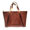CHARLIE BORROW OAK BARK TANNED LEATHER × HAND STITCH WHOLE CUT TOTE/MADE IN ENGLAND/dark stain CB015画像