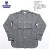 WAREHOUSE Lot 3076 TRIPLE STITCH L/S WORK SHIRTS CHAMBRAY BLACK NON WASH画像