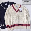 James Charlotte CRICKET CABLE VEE PULLOVER SWEATER画像