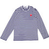 PLAY COMME des GARCONS MENS BORDER RED HEART LS TEE WHITExNAVY画像