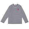 PLAY COMME des GARCONS MENS BORDER RED HEART LS TEE BLACK画像