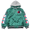 Supreme 18FW Champion Hooded Satin Varsity Jacket KELLY GREEN画像