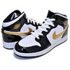 NIKE AIR JORDAN 1 MID SE(GS) black/metallic gold-white BQ6931-007画像