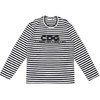 COMME des GARCONS MENS LOGO BORDER L/S TEE WHITE/BLACK画像