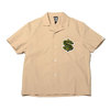 Billionaire Boys Club CHENILL PATCH DOLLAR S/S OPEN COLLAR SHIRT BEIGE BBCJP201W002-BE画像