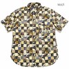 衣櫻 Lot.SA-1394ゴールドラメ シーチング素材 半袖レギュラーシャツ "猫市松"画像