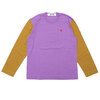 PLAY COMME des GARCONS MENS Small Red Heart Coloured L/S T-Shirt PURPLExOLIVE画像