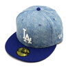 NEW ERA 59FIFTY Denim Monogram ロサンゼルス・ドジャース ウォッシュドデニム ダークロイヤルバイザー 14307716画像