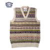 Jamieson's #MK176V 8310-11 ALLOVER FAIRISLE V-NECK SLIPOVER beige pastel mix画像