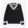 FRED PERRY Striped Trim V-Neck Jumper K8541画像