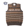 Jamieson's #MK176v 748A/3 ALLOVER FAIRISLE V-NECK SLIPOVER/taupe orange mix MK176V画像