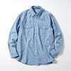 GOLD GL29345H / CHAMBRAY WORK SHIRT DAMAGE WASHED 24B-GL29345画像