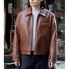 INTERIM BROWN SHEEPSKIN REVERSIBLE LEATHER JACKET IT24A043画像