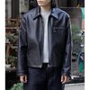 INTERIM BLACK SHEEPSKIN REVERSIBLE LEATHER JACKET IT24A041画像