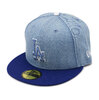 NEW ERA 59FIFTY MLB Denim 2-Tone ロサンゼルス・ドジャース ウォッシュドデニム ダークロイヤルバイザー 14388868画像